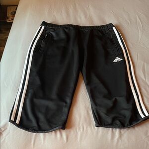 Adidas Men's Black and White Athletic Shorts